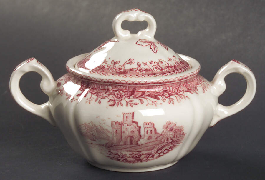 Burgenland Maroon Mini Sugar Bowl & Lid by Villeroy & Boch-1