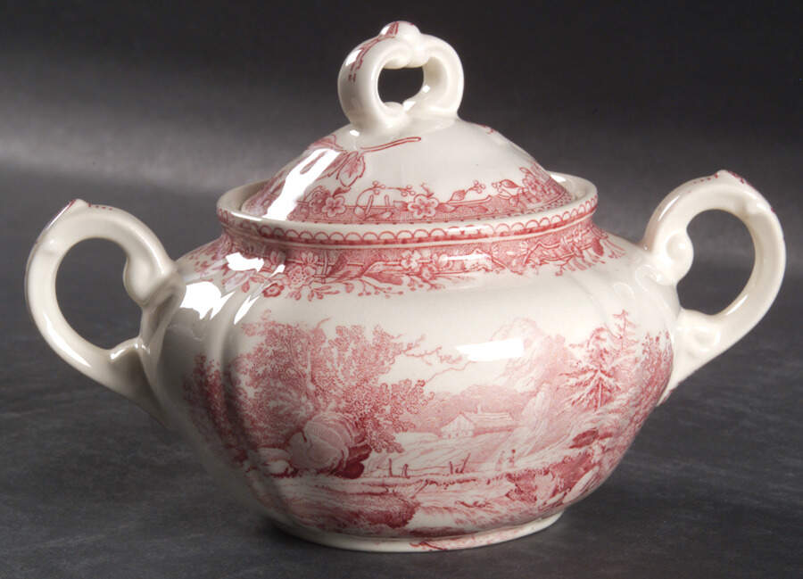 Burgenland Maroon Sugar Bowl & Lid by Villeroy & Boch-1