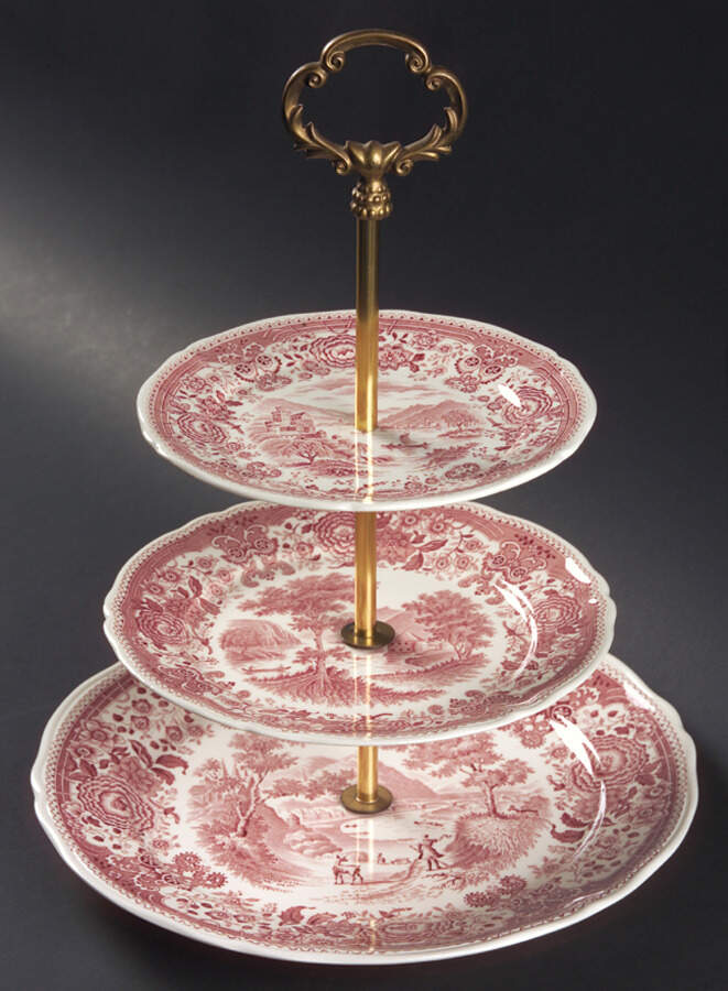 Burgenland Maroon 3-Tiered Serving Tray (DP, SP, BB) by Villeroy & Boch-1