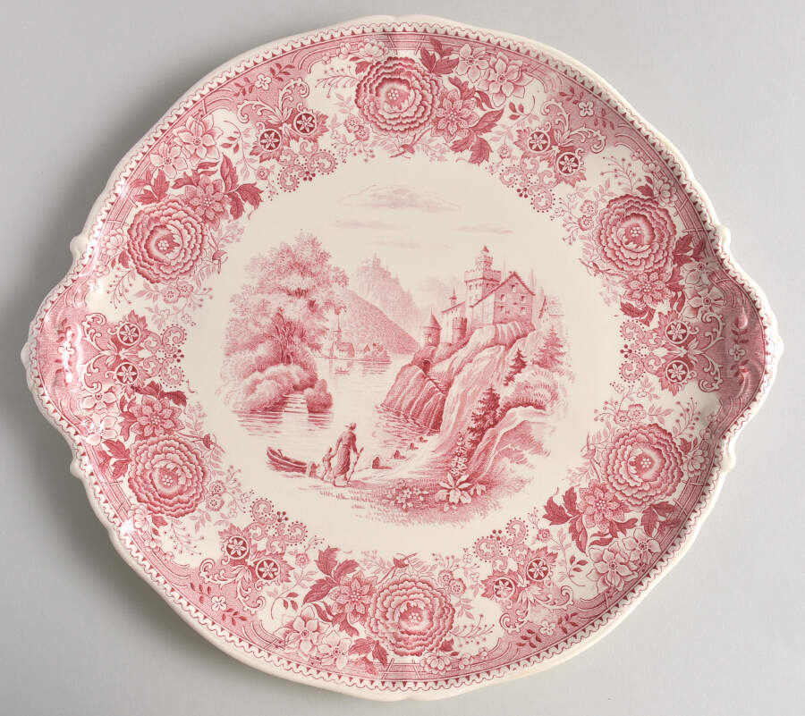Burgenland Maroon Handled Cake Plate by Villeroy & Boch-1
