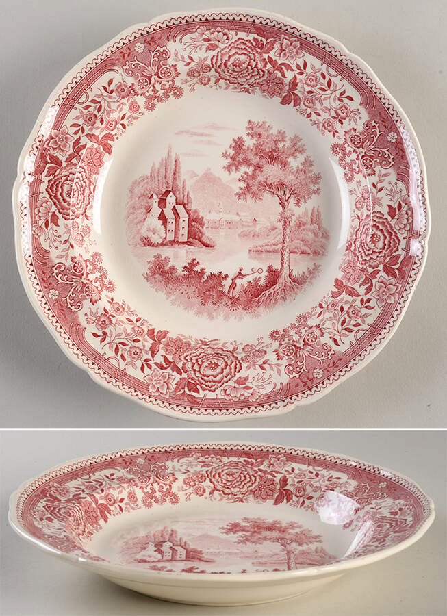 Burgenland Maroon Large Rim Soup Bowl by Villeroy & Boch-1