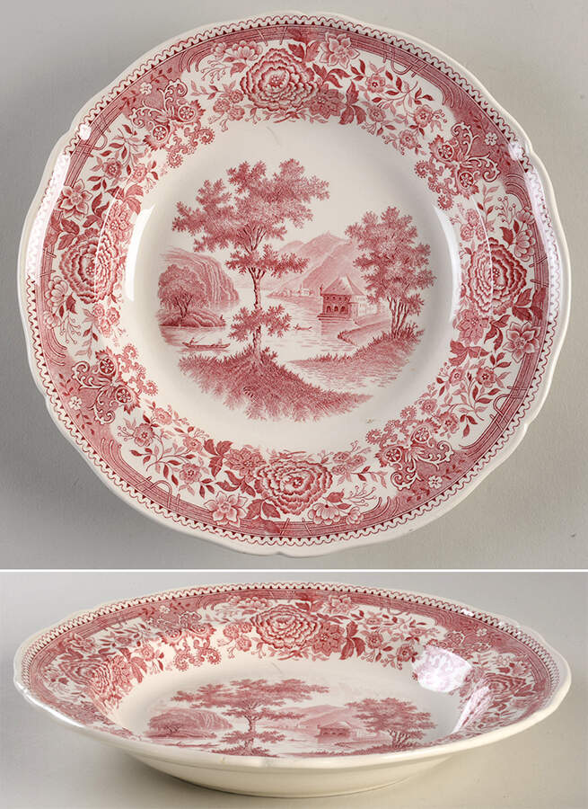 Burgenland Maroon Large Rim Soup Bowl by Villeroy & Boch-1