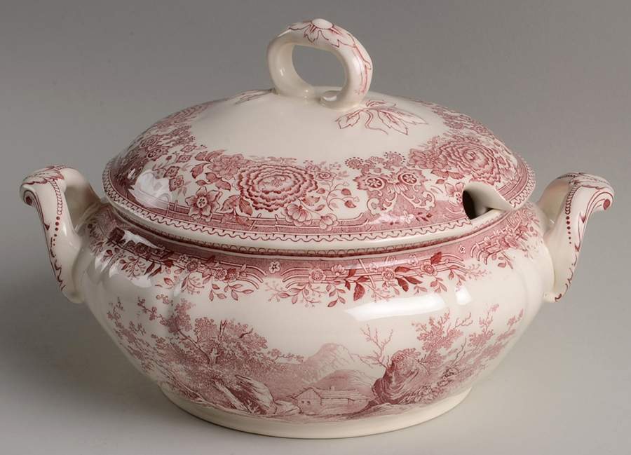 Burgenland Maroon Small Round Covered Vegetable by Villeroy & Boch-1