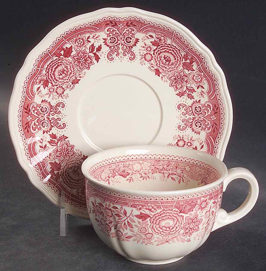 Burgenland Maroon Breakfast Cup & Saucer Set by Villeroy & Boch-1