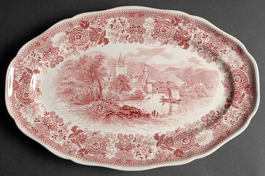 Burgenland Maroon 15" Oval Serving Platter by Villeroy & Boch-1
