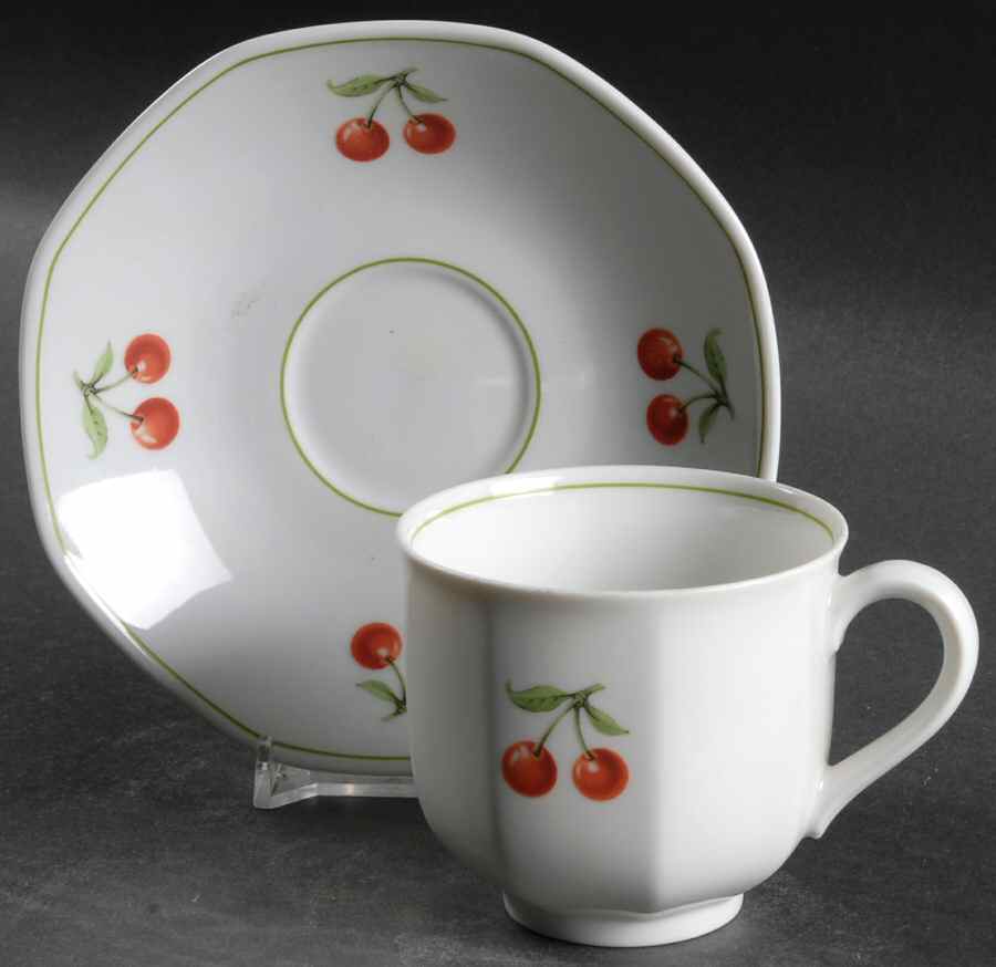 Cherry Flat Cup & Saucer Set by Villeroy & Boch-1