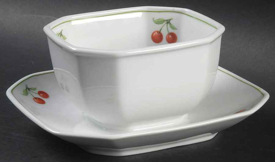Cherry Gravy Boat with Attached Underplate by Villeroy & Boch-1