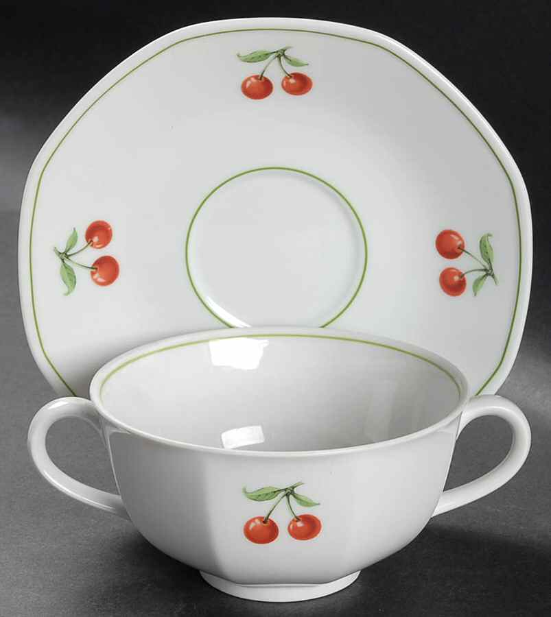 Cherry Flat Cream Soup Bowl & Saucer Set by Villeroy & Boch-1