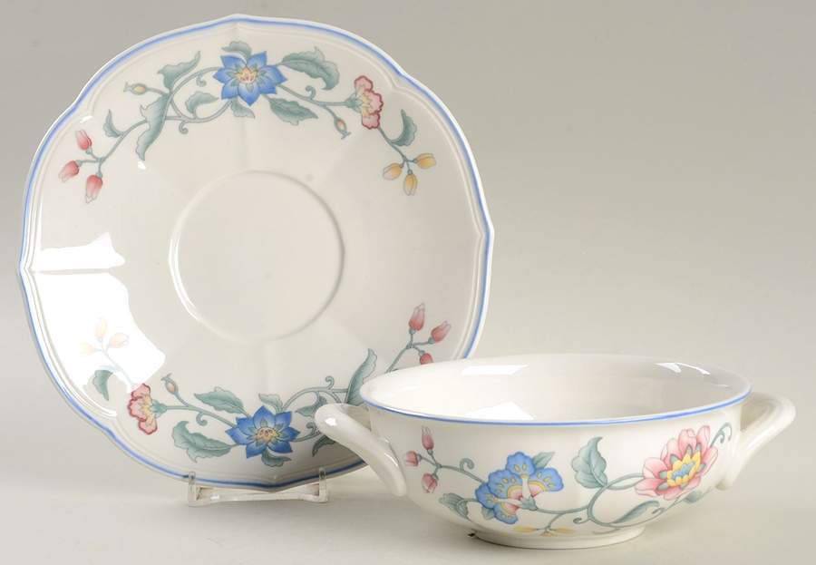Delia Flat Cream Soup Bowl & Saucer Set by Villeroy & Boch-1