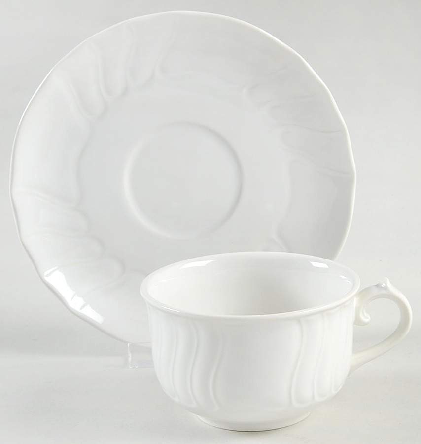 Diamant (White) Flat Cup & Saucer Set by Villeroy & Boch-1