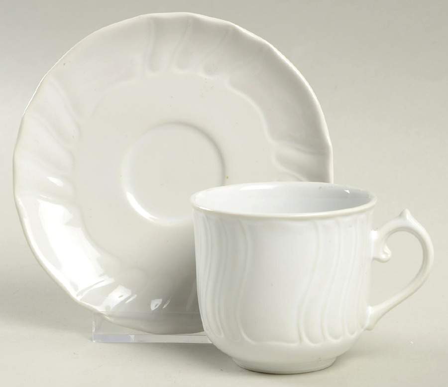 Diamant (White) Flat Demitasse Cup & Saucer Set by Villeroy & Boch-1