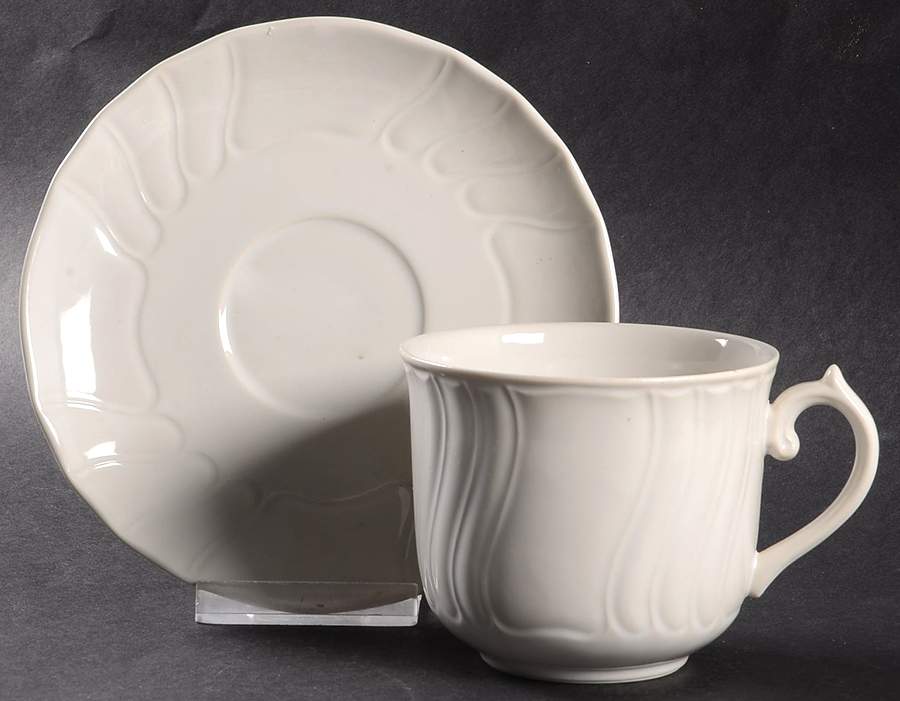 Diamant (White) Flat Cup & Saucer Set by Villeroy & Boch-1