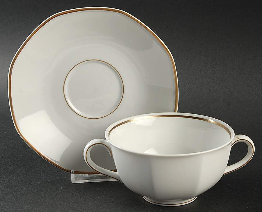 Facette Gold Footed Cream Soup Bowl & Saucer Set by Villeroy & Boch-1