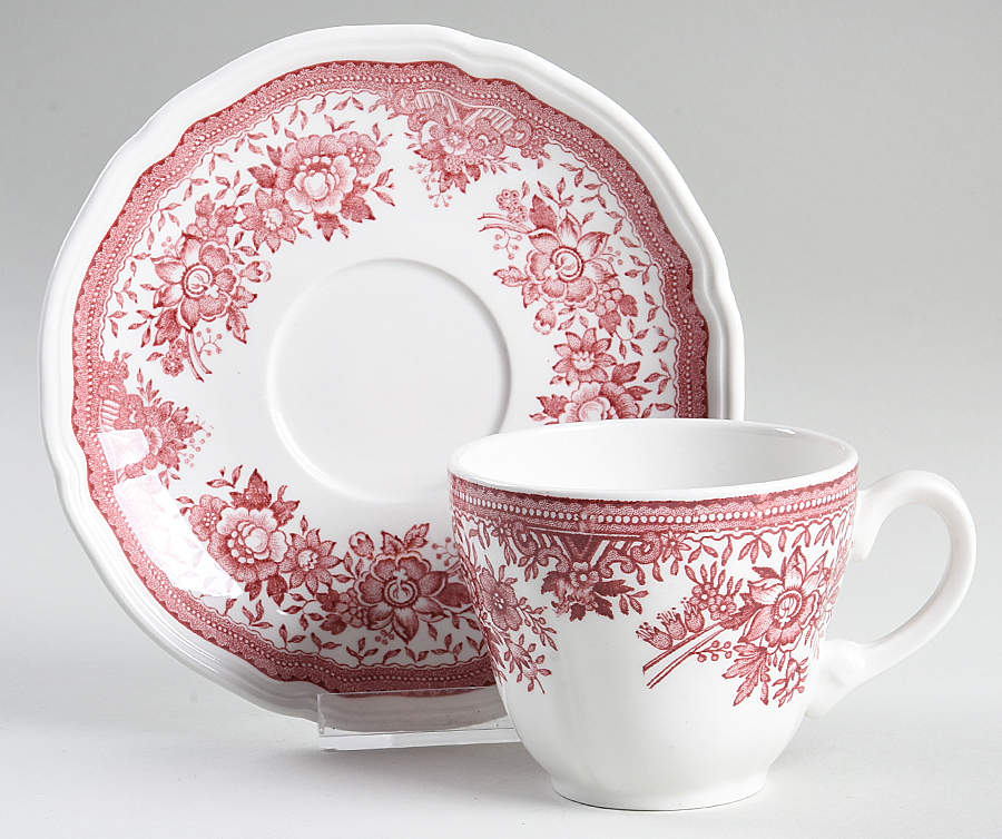 Fasan Red Flat Cup & Saucer Set by Villeroy & Boch-1