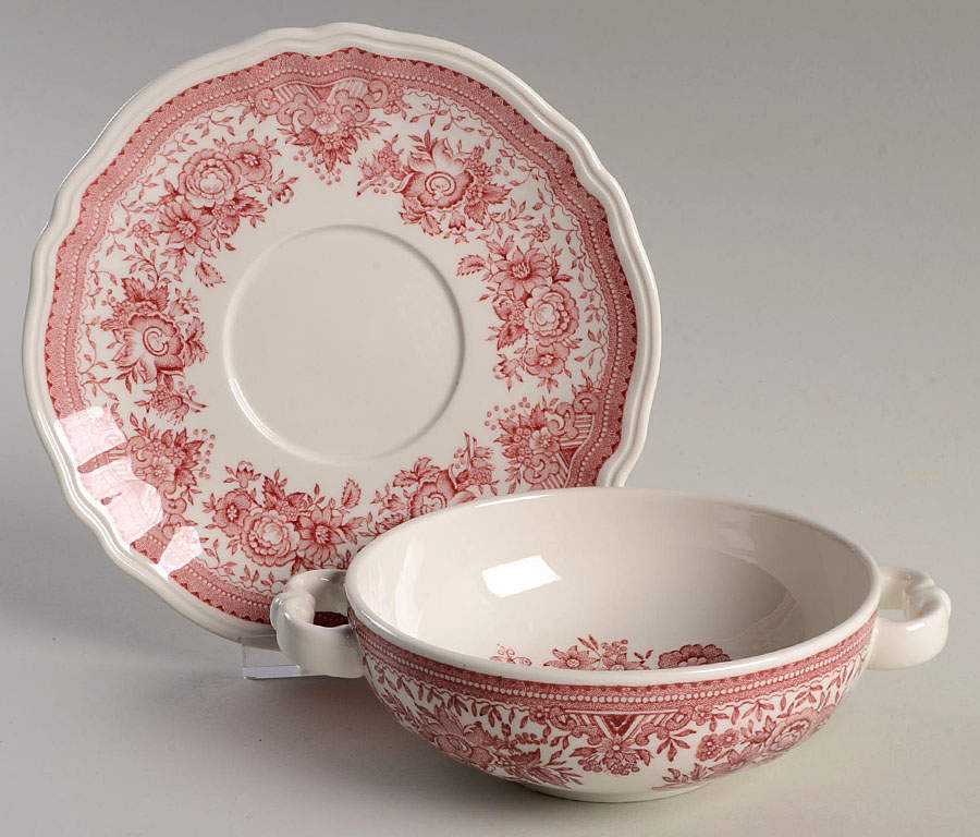 Fasan Red Flat Cream Soup Bowl & Saucer Set by Villeroy & Boch-1