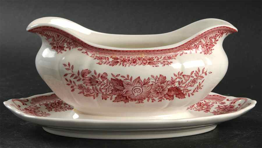 Fasan Red Gravy Boat with Attached Underplate by Villeroy & Boch-1