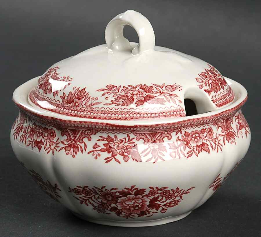 Fasan Red Sugar Bowl & Lid by Villeroy & Boch-1