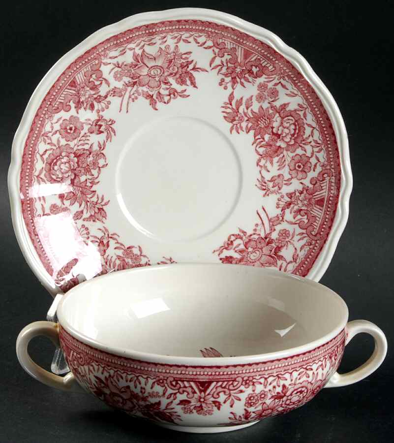 Fasan Red Footed Cream Soup Bowl & Saucer Set by Villeroy & Boch-1