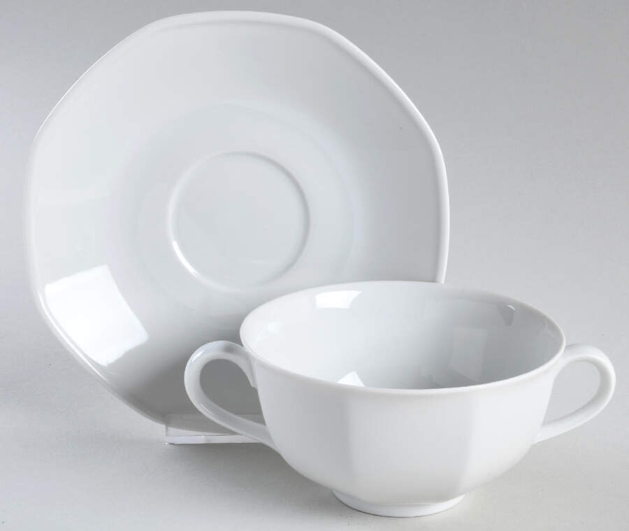 Facette White Flat Cream Soup Bowl & Saucer Set by Villeroy & Boch-1