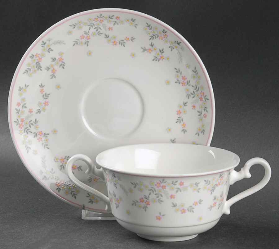 Fleurosa Flat Cream Soup Bowl & Saucer Set by Villeroy & Boch-1