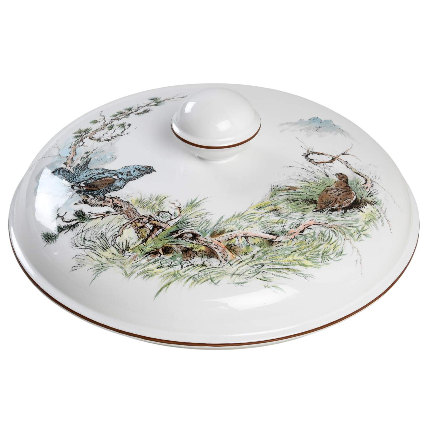 Fontainebleau (No Border, Brown Trim) Lid for 3 Quart Round Casserole by Villeroy & Boch-1