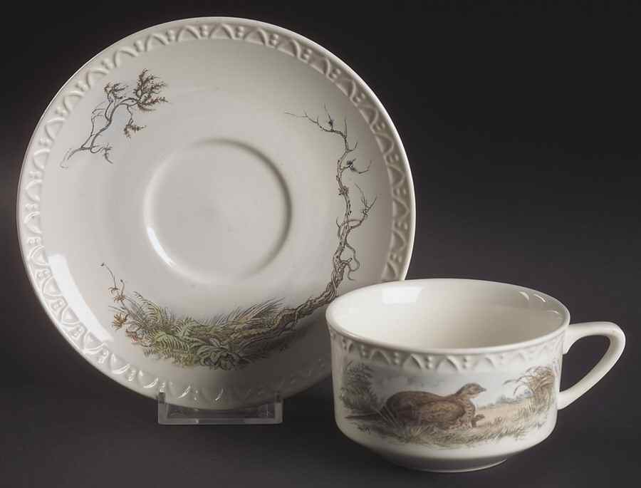 Fontainebleau (Raised Dots, No Trim) Flat Cup & Saucer Set by Villeroy & Boch-1
