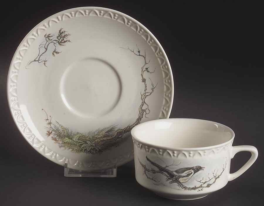 Fontainebleau (Raised Dots, No Trim) Flat Cup & Saucer Set by Villeroy & Boch-1