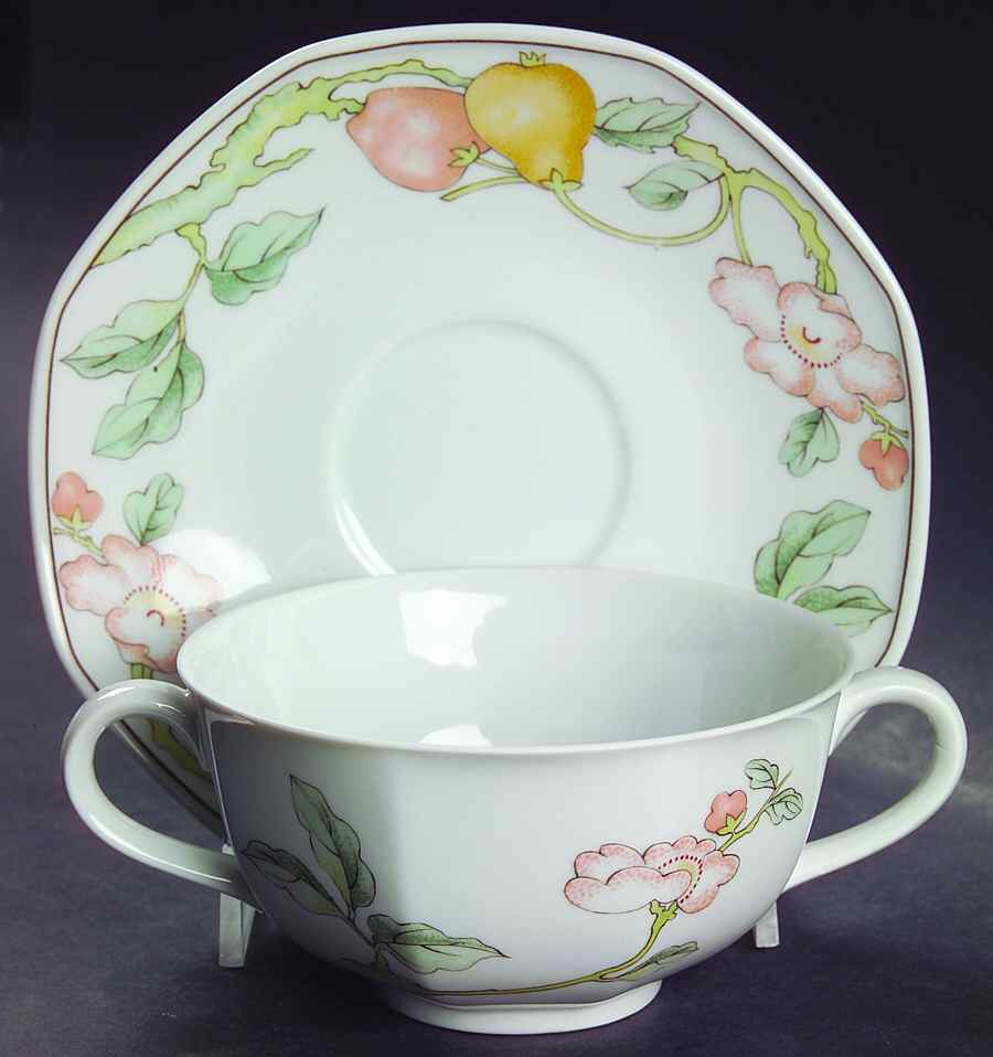 Fruit Garden Footed Cream Soup Bowl & Saucer Set by Villeroy & Boch-1