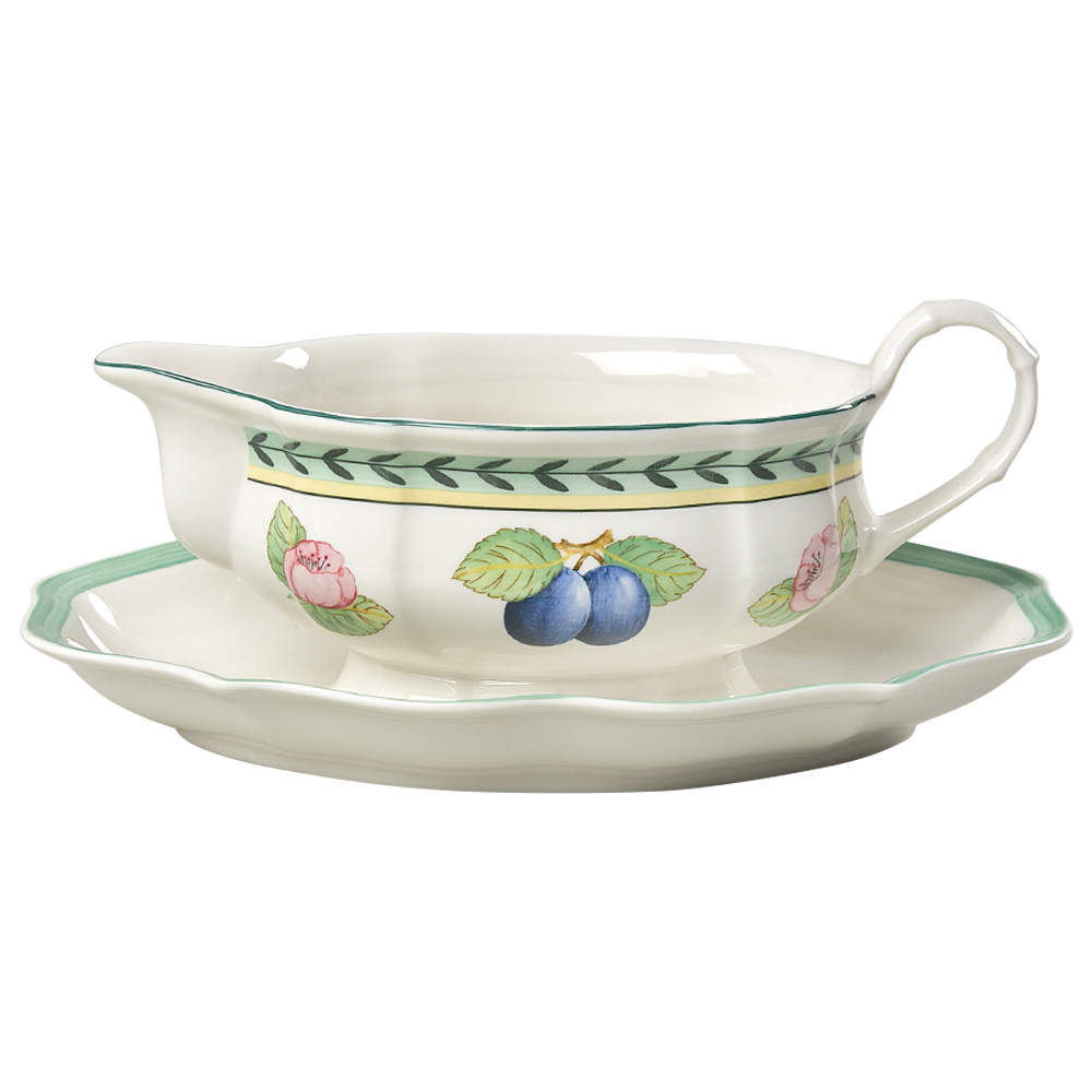 French Garden Fleurence Gravy Boat with Attached Underplate by Villeroy & Boch-1