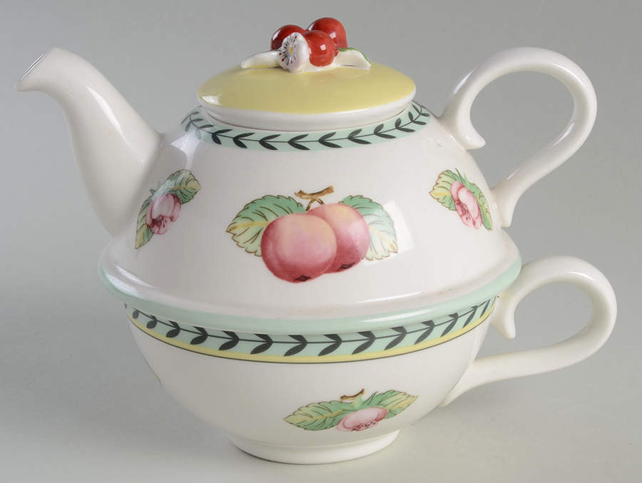 French Garden Fleurence Individual Teapot & Lid with Cup by Villeroy & Boch-1