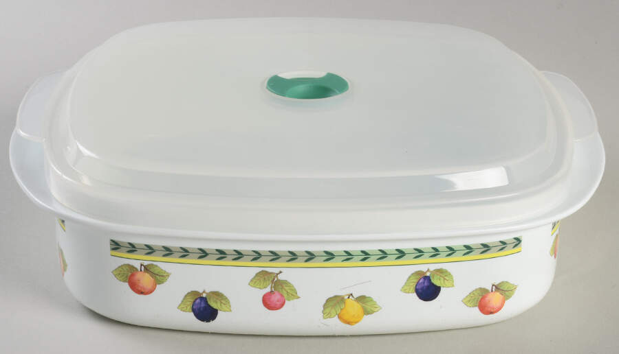 French Garden Fleurence 40 Oz Square Plastic Microwave Bowl w/Vent Lid by Villeroy & Boch-1