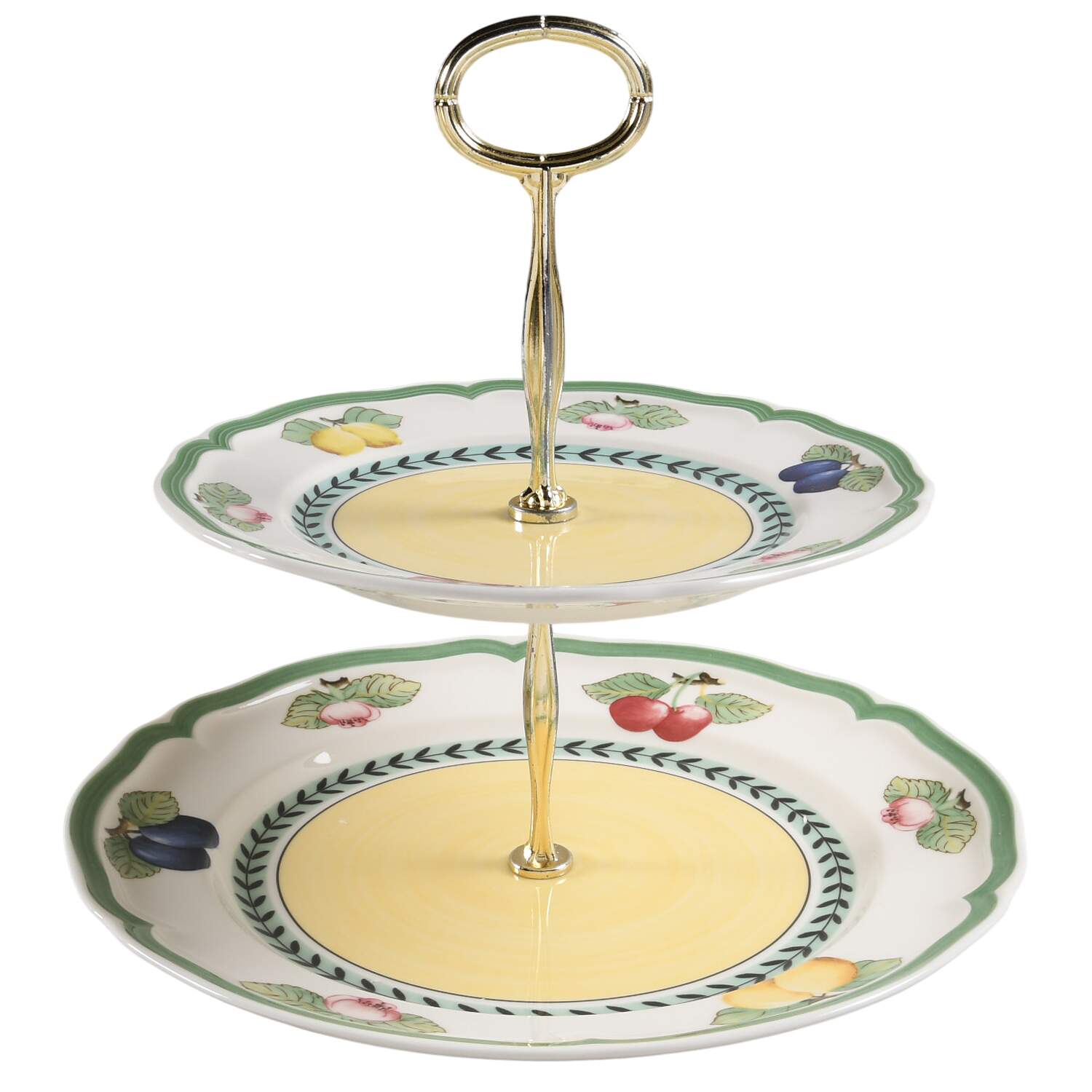French Garden Fleurence 6 5/8"-10"  2 Tiered Serving Tray (Dp, Sp) HC by Villeroy & Boch-1