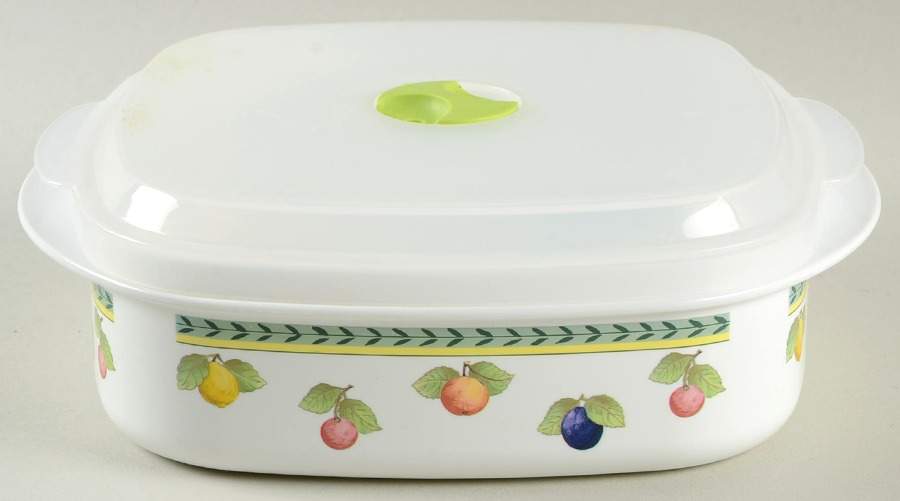 French Garden Fleurence 28 Oz Square Plastic Microwave Bowl w/Vent Lid by Villeroy & Boch-1