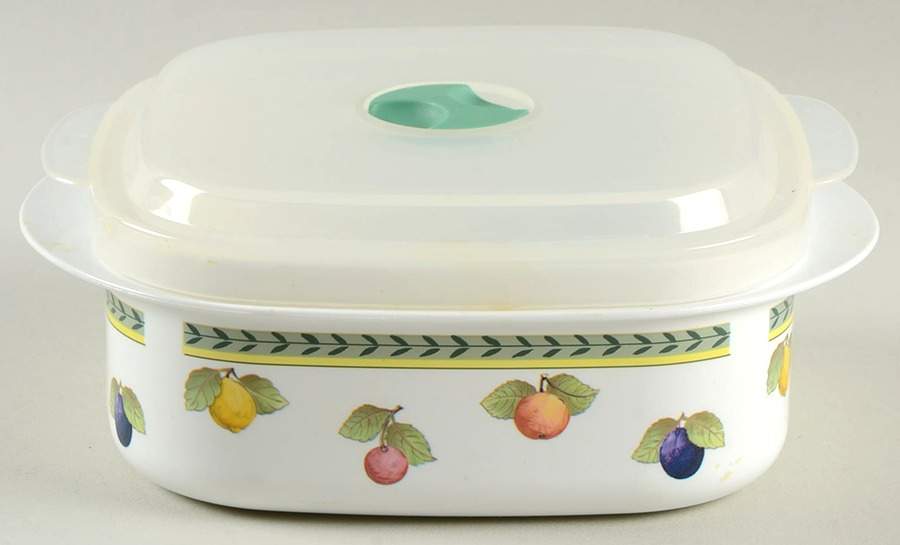 French Garden Fleurence 16 Oz Square Plastic Microwave Bowl w/Vent Lid by Villeroy & Boch-1