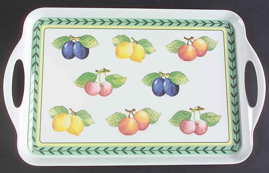 French Garden Fleurence 19" Rectangular Handled Serving Melamine Tray by Villeroy & Boch-1