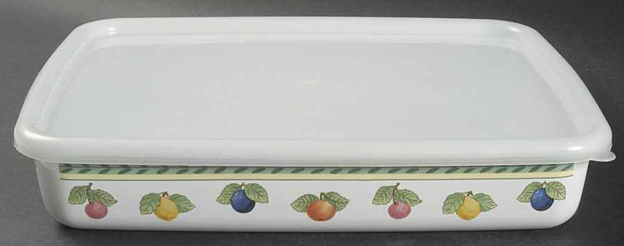 French Garden Fleurence 1" Rectangular Metal Baker with Plastic Lid by Villeroy & Boch-1