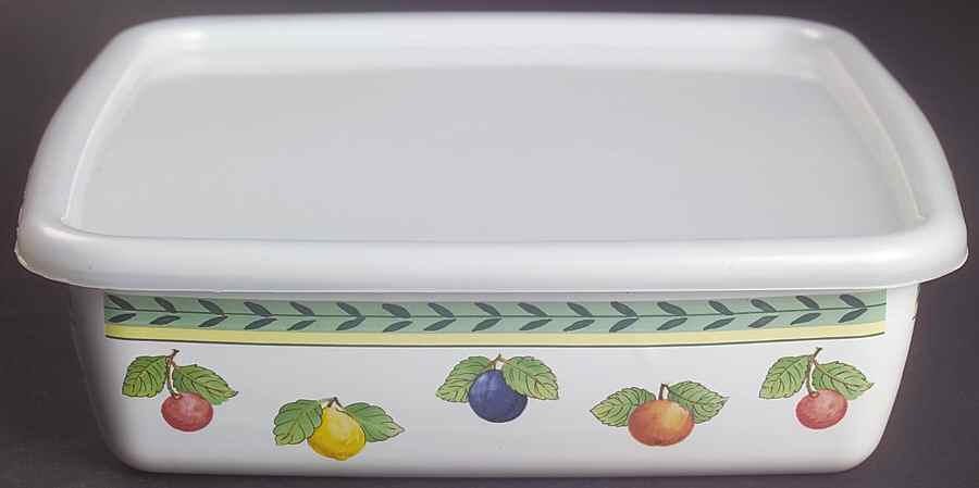 French Garden Fleurence 8" Metal Square Baker W/Plastic Lid by Villeroy & Boch-1