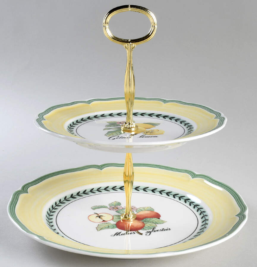 French Garden Valence 6 5/8"-10"  2 Tiered Serving Tray (Dp, Sp) HC by Villeroy & Boch-1
