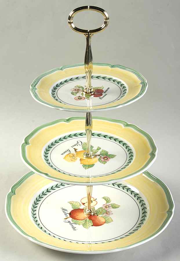 French Garden Valence 13 7/8"-14 1/4" 3-Tiered Serving Tray(DP,SP,BB) HC by Villeroy & Boch-1