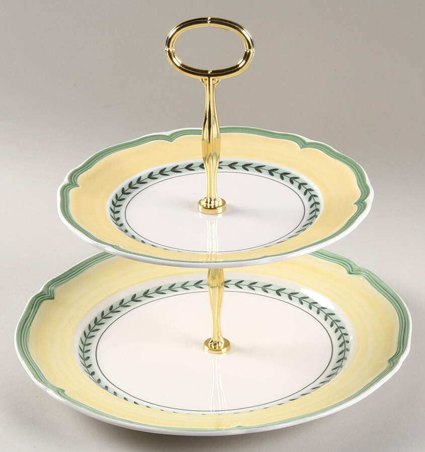 French Garden Vienne 6 5/8"-10"  2 Tiered Serving Tray (Dp, Sp) HC by Villeroy & Boch-1