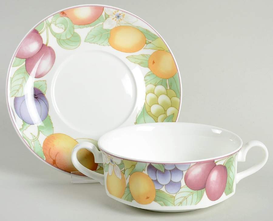 Frutteto Flat Cream Soup Bowl & Saucer Set by Villeroy & Boch-1