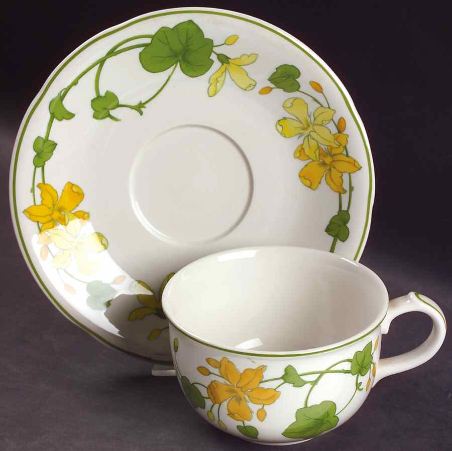 Geranium (Non Ribbed Rim) Oversized Cup & Saucer Set by Villeroy & Boch-1