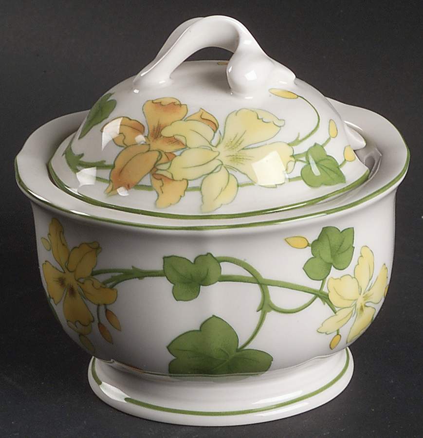 Geranium (Ribbed Rim) Sugar Bowl & Lid by Villeroy & Boch-1