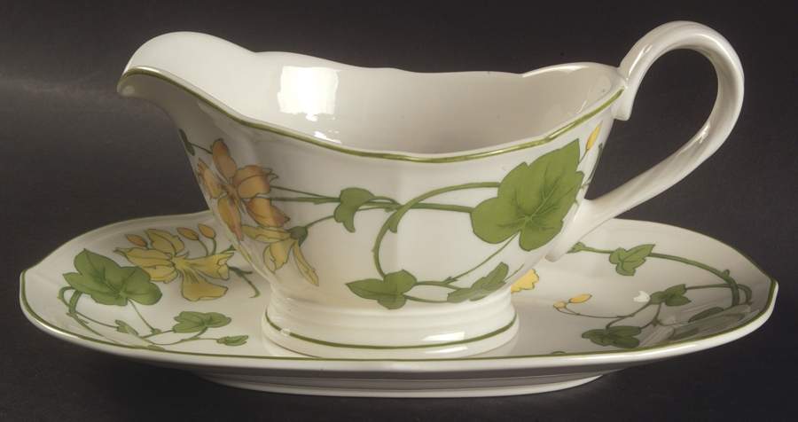 Geranium (Ribbed Rim) Gravy Boat & Underplate/Relish by Villeroy & Boch-1