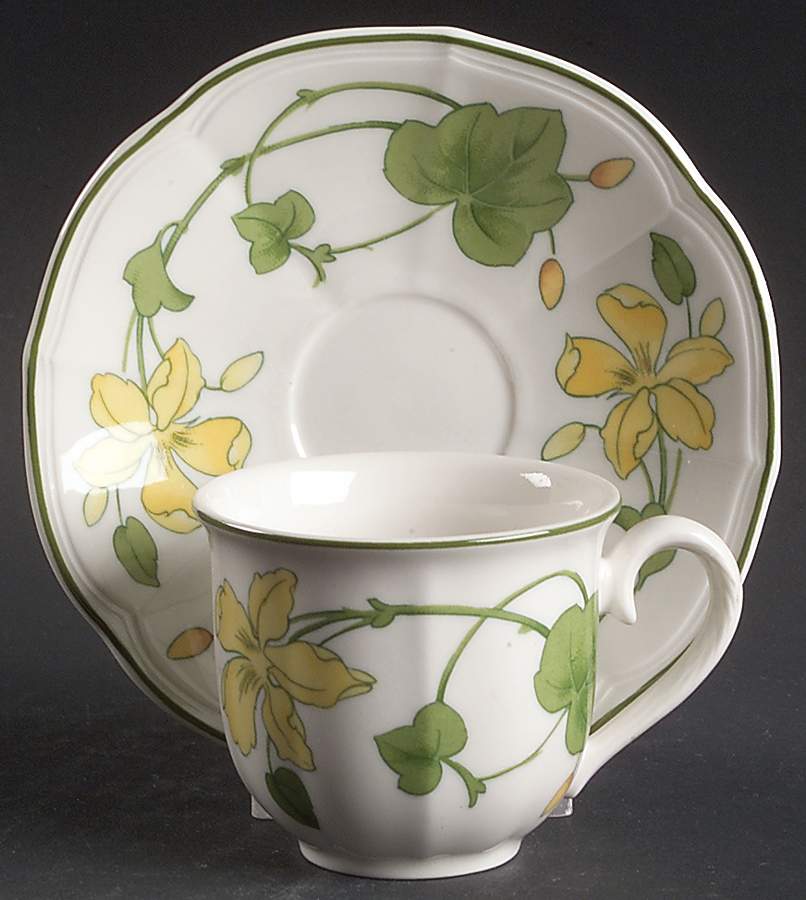 Geranium (Ribbed Rim) Flat Demitasse Cup & Saucer Set by Villeroy & Boch-1