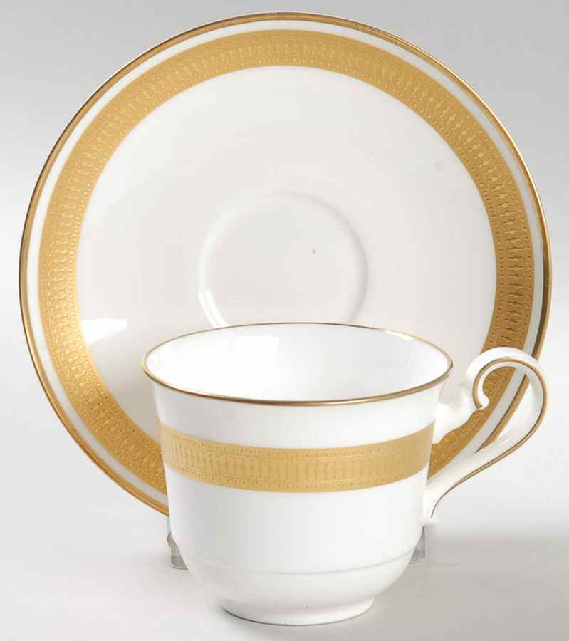 Gold Brocade Flat Demitasse Cup & Saucer Set by Villeroy & Boch-1