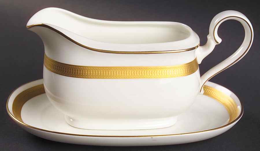 Gold Brocade Gravy Boat & Underplate by Villeroy & Boch-1