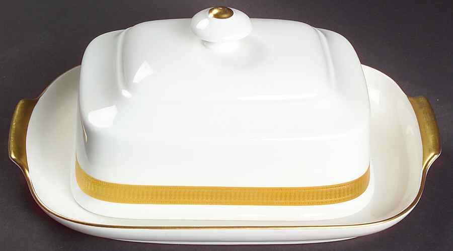 Gold Brocade Square Covered Butter by Villeroy & Boch-1