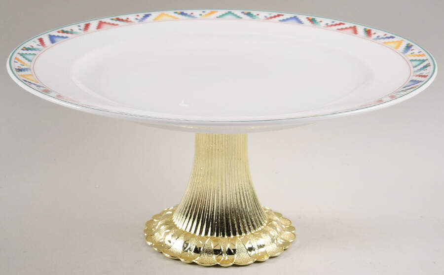 Indian Look Cake Stand with 4"-5" Metal Pedestal  Hc by Villeroy & Boch-1