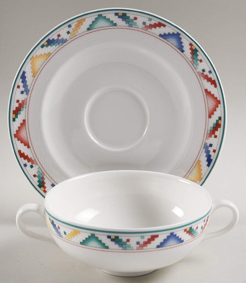 Indian Look Flat Cream Soup Bowl & Saucer Set by Villeroy & Boch-1